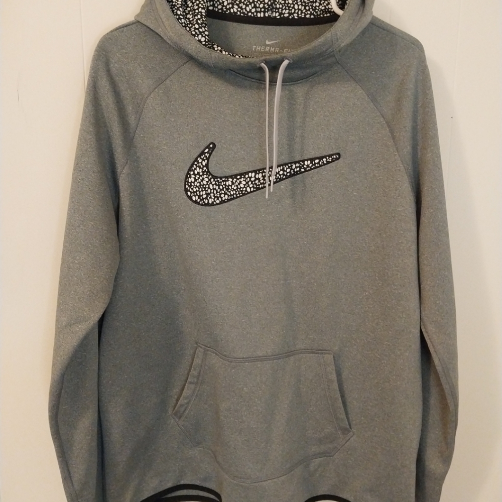Nike Gray and Black Pullover Hoodie with Swoosh